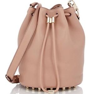 $795 ALEXANDER WANG Bucket Bag, Blush Pink + Gold Studs/Hardware